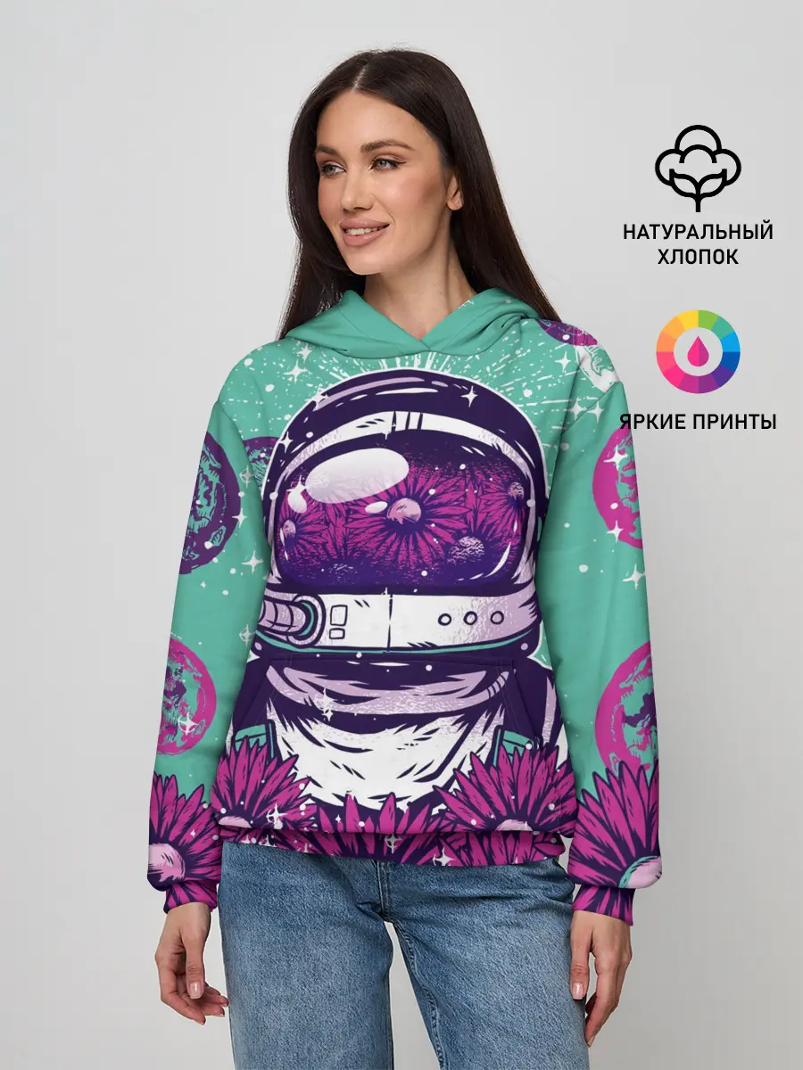 Женское худи / Цветочный Астронавт