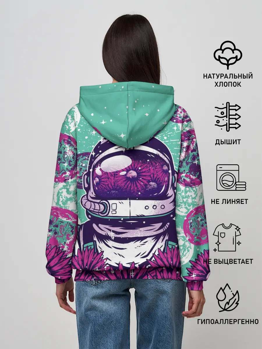 Женское худи / Цветочный Астронавт