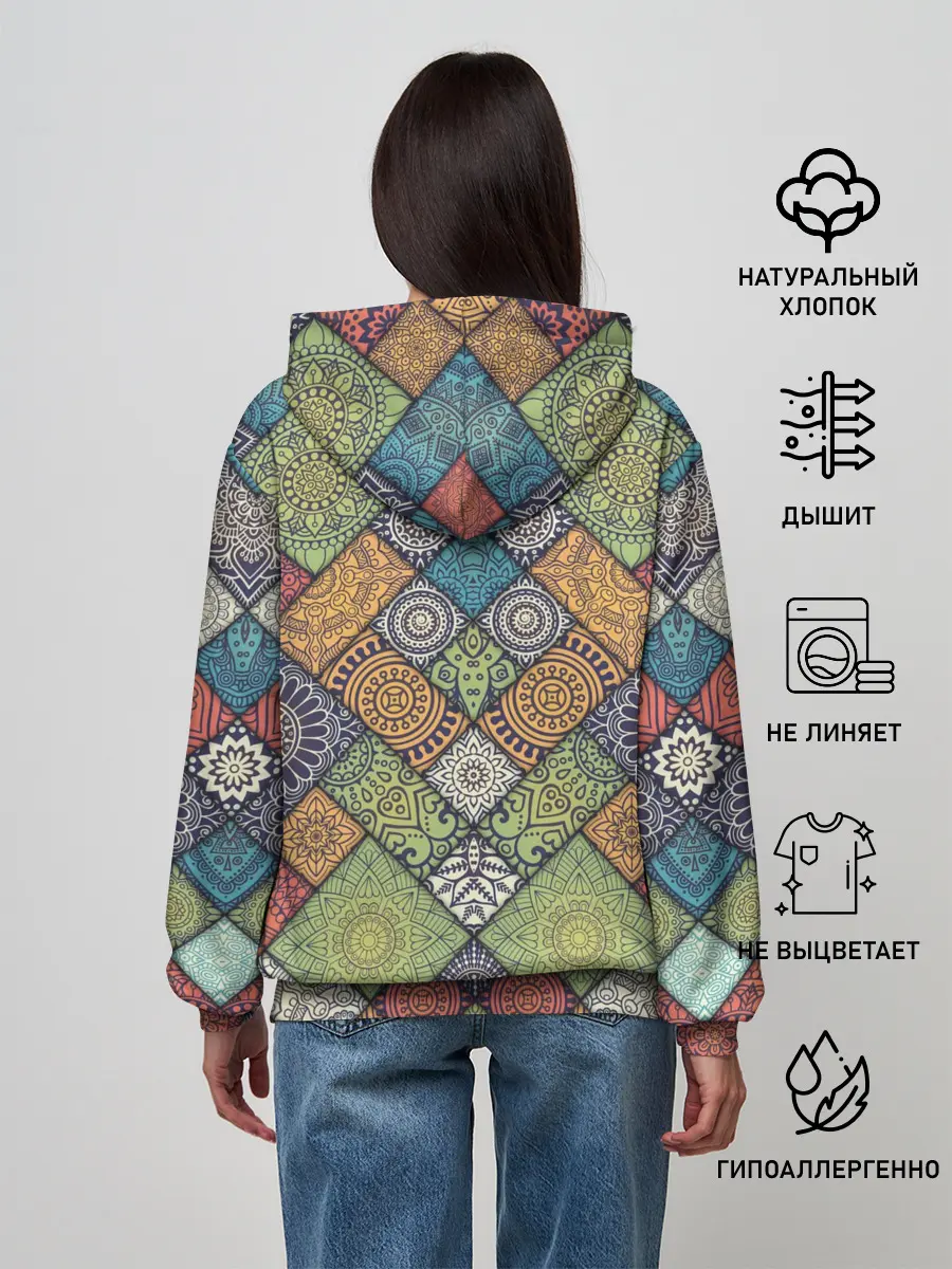Женское худи / Мандалы лоскутный печворк