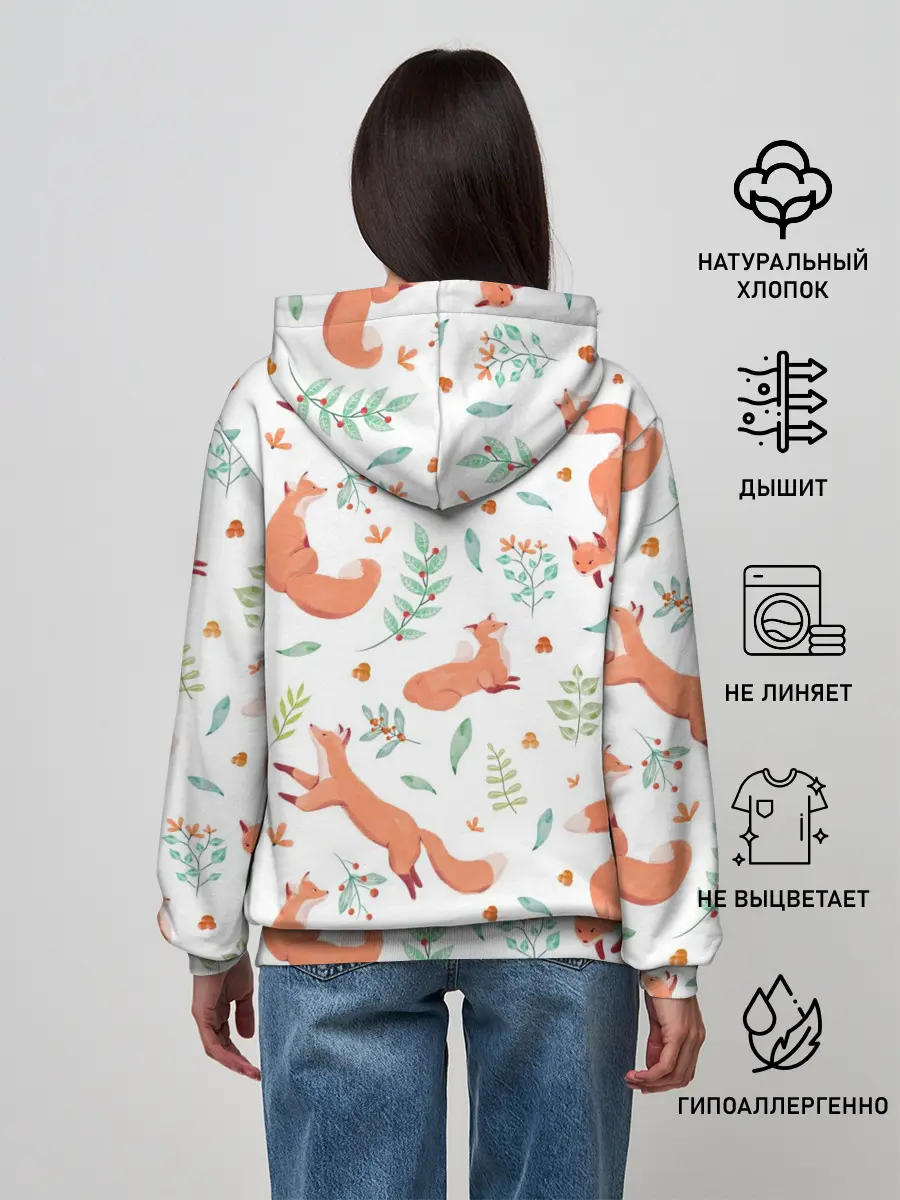 Женское худи / Акварельные лисички