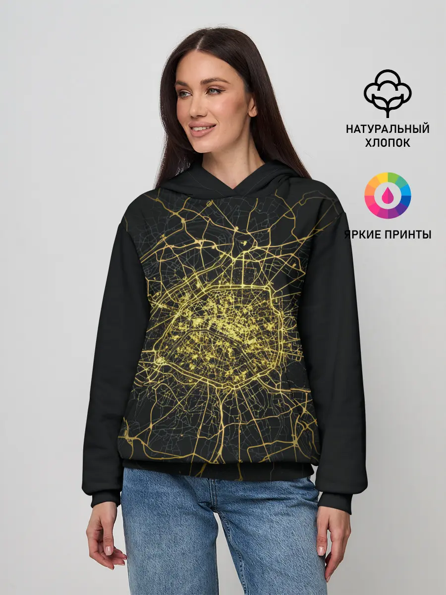 Женское худи / Ночная карта Парижа