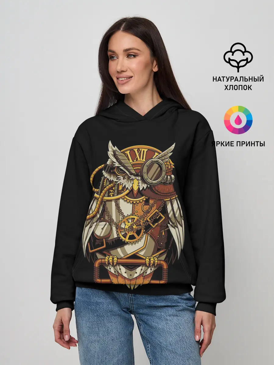 Женское худи / Сова с моноклем