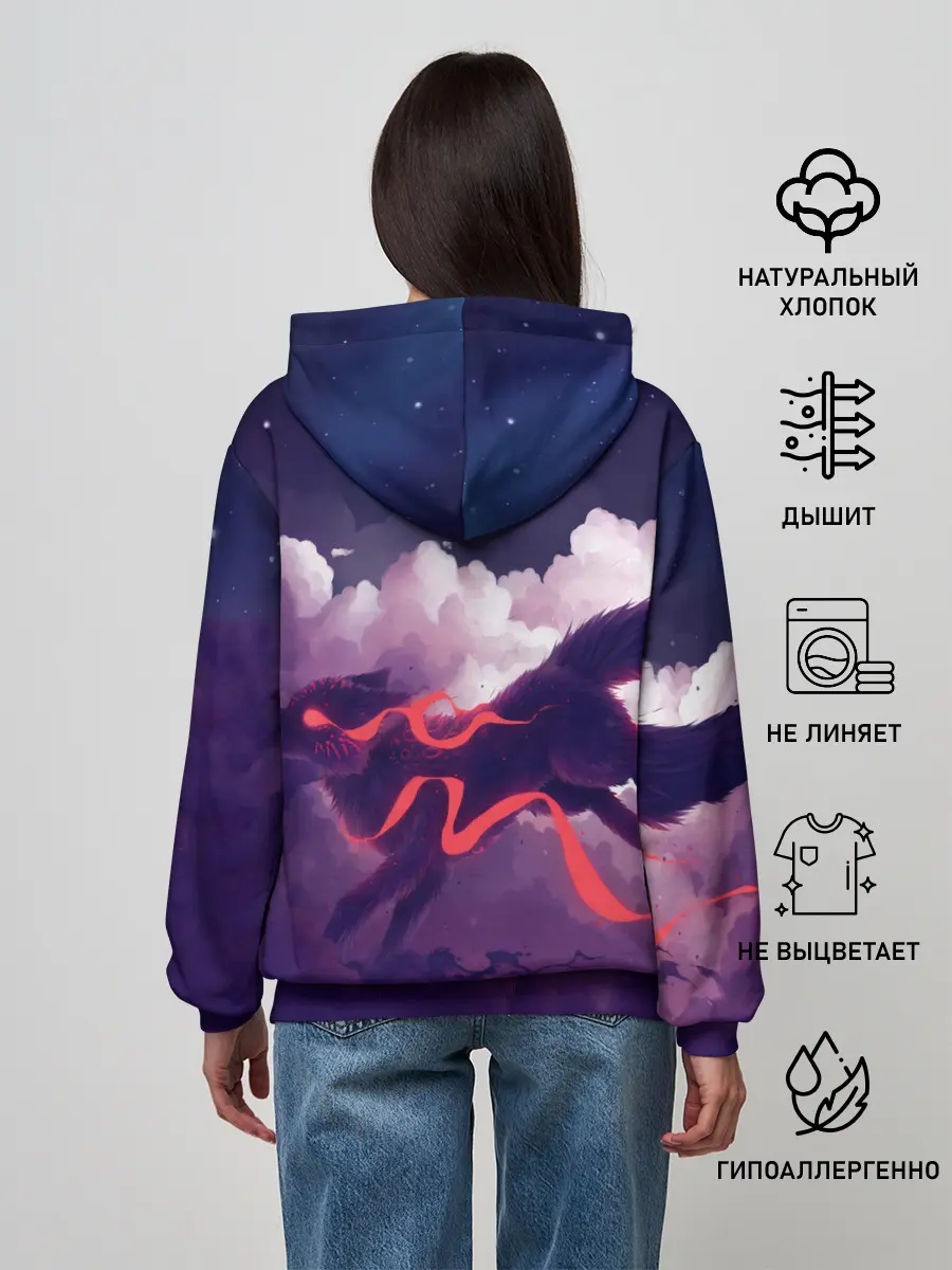 Женское худи / Лиса бежит по облакам