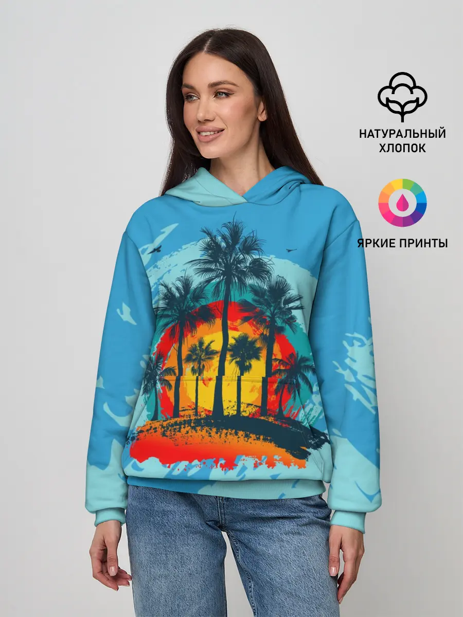 Женское худи / Море. Пальмы. Песок