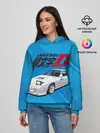 Женское худи / Initial D машина на голубом фоне