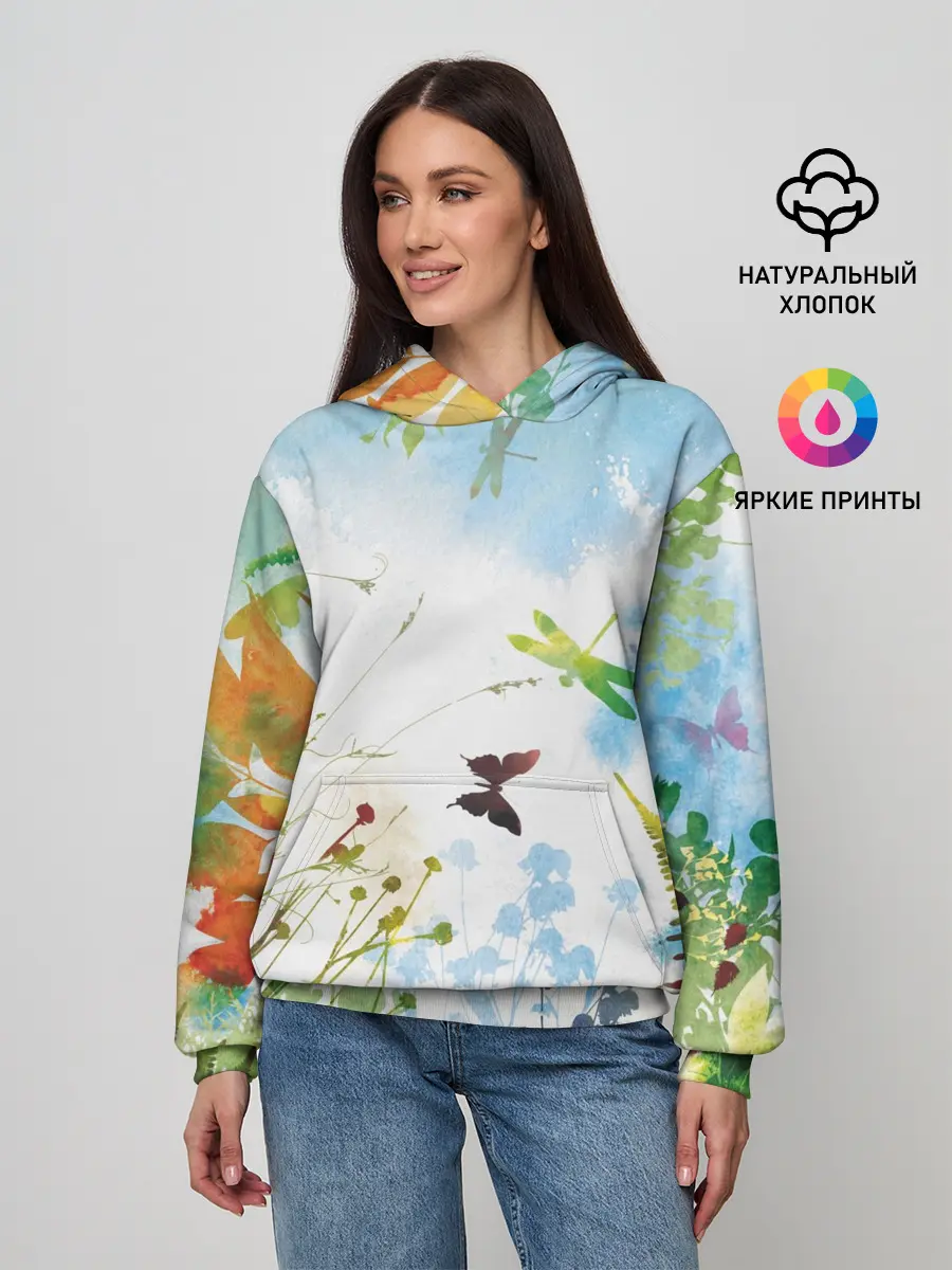 Женское худи / Summer акварель