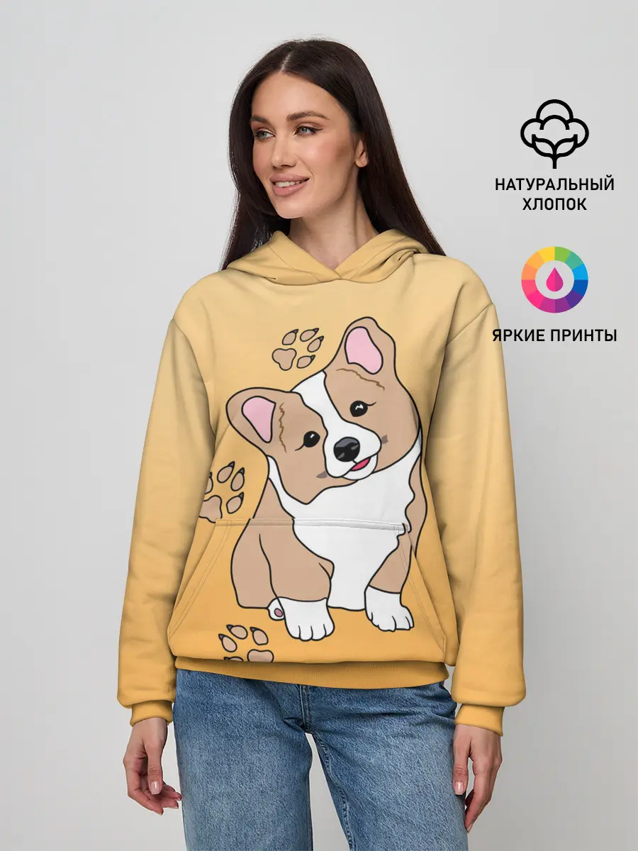 Женское худи / Персик Корги