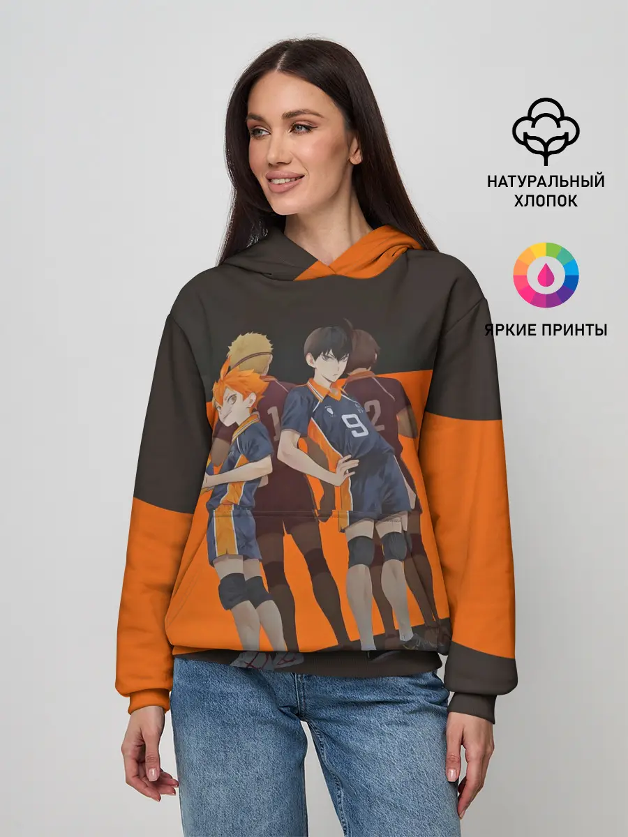 Женское худи / Karasuno оранжевая полоса