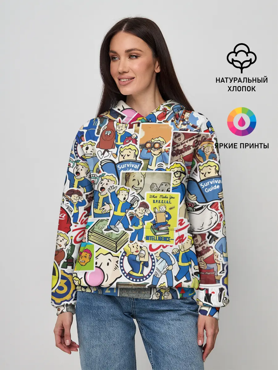 Женское худи / FALLOUT STICKER BOMBING