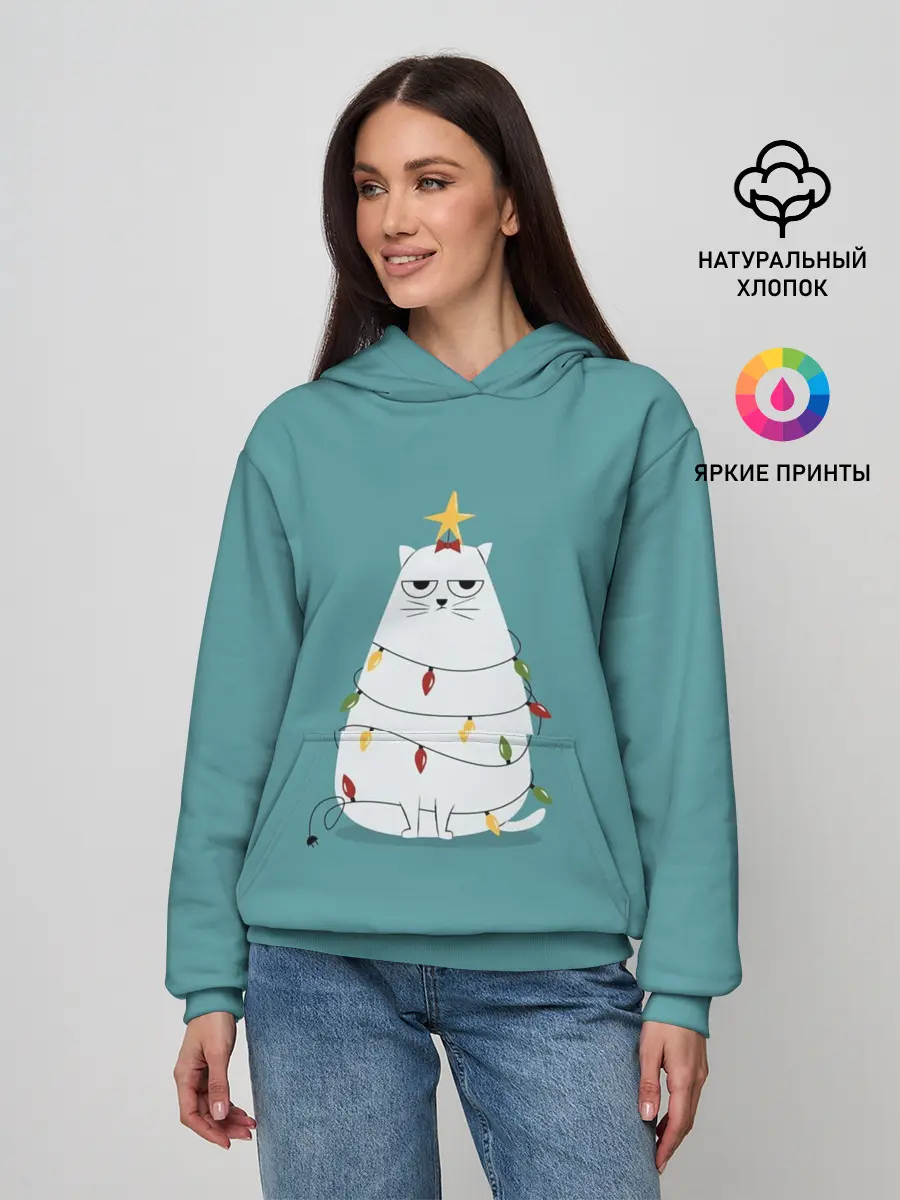 Женское худи / Кото-ёлка