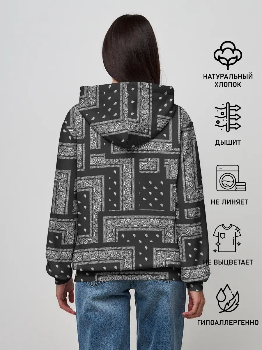 Женское худи / 3D Бандана v.black