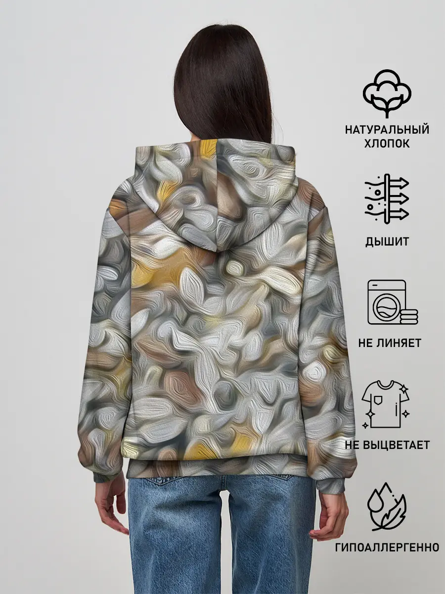 Женское худи / желто-серый каменный узор