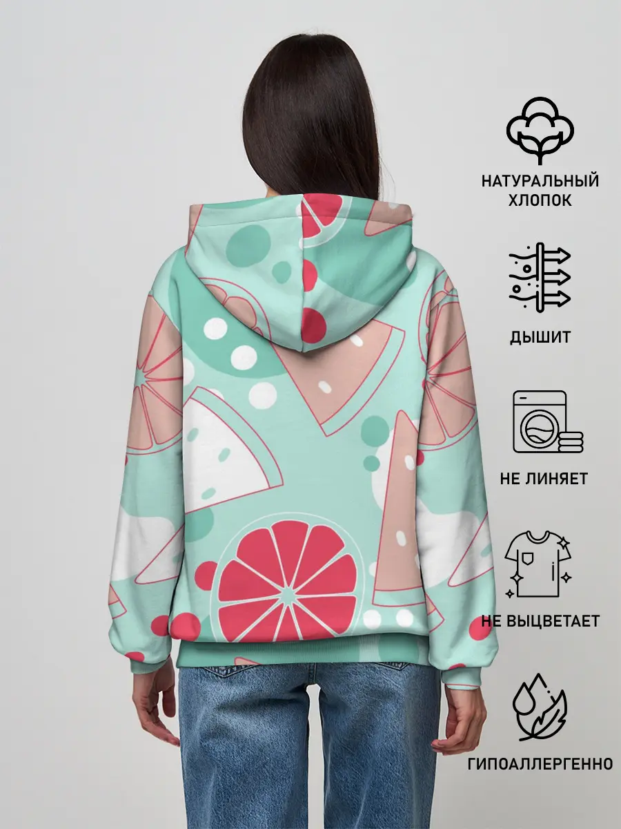 Женское худи / Арбузно-цитрусовый узор