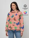Женское худи / Бабочки на персиковом фоне