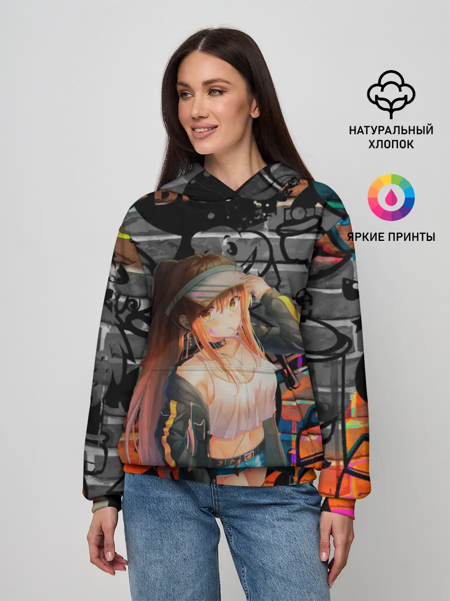 Женское худи / Anime Girl with Graffiti