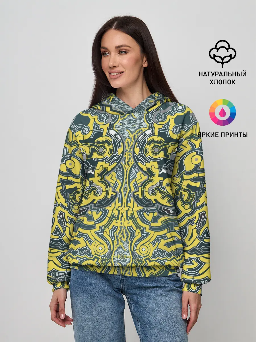 Женское худи / УЗОР , ФУТУРИЗМ,