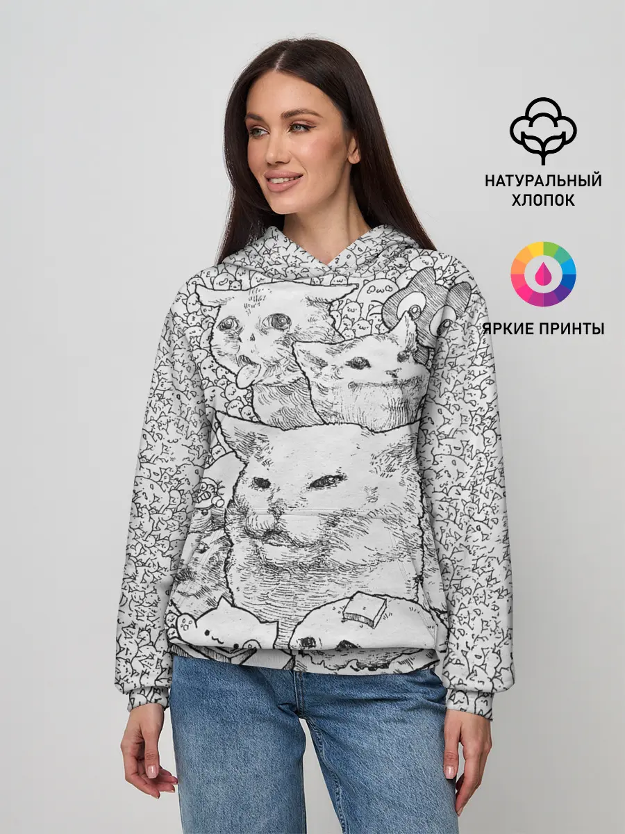 Женское худи / Коты мемы кошки