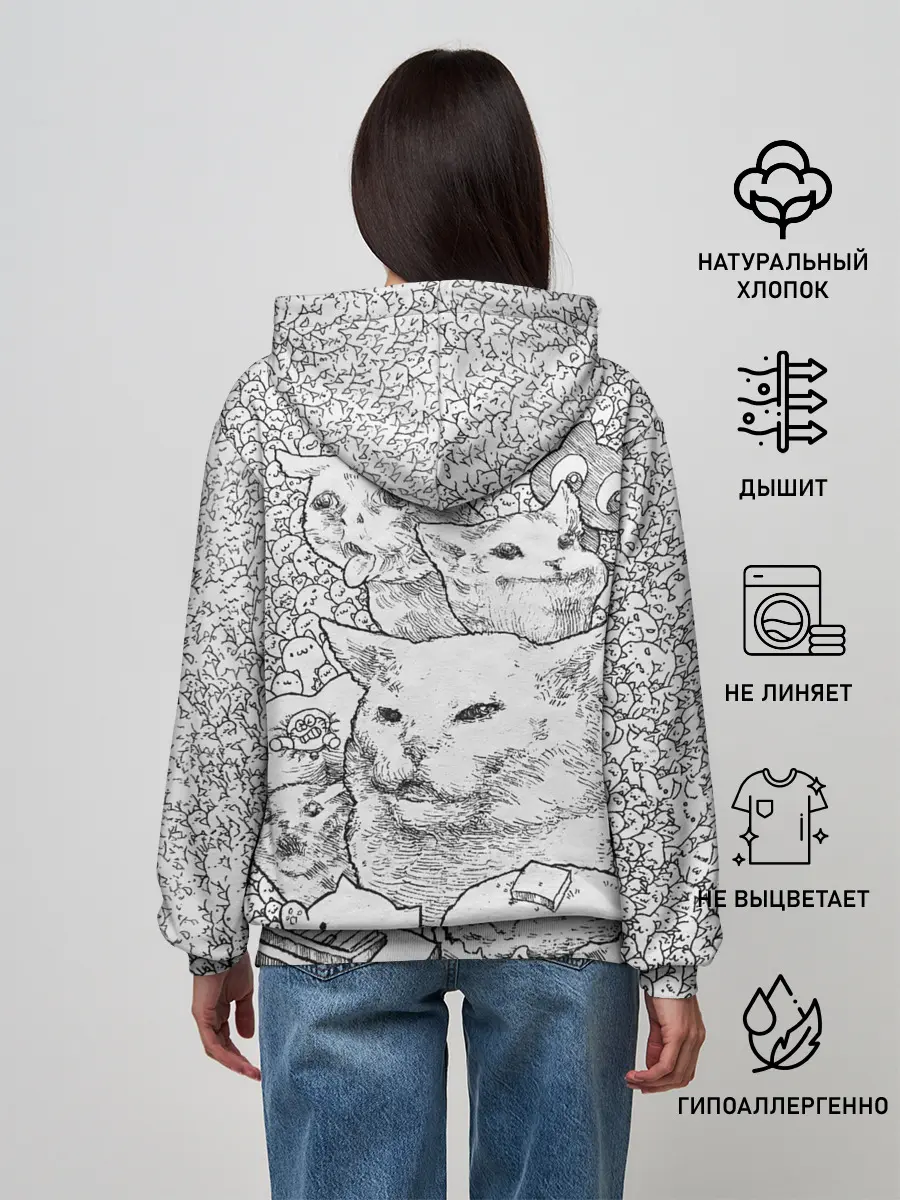 Женское худи / Коты мемы кошки