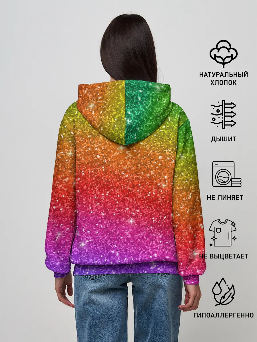 Женское худи / Блестки радуги