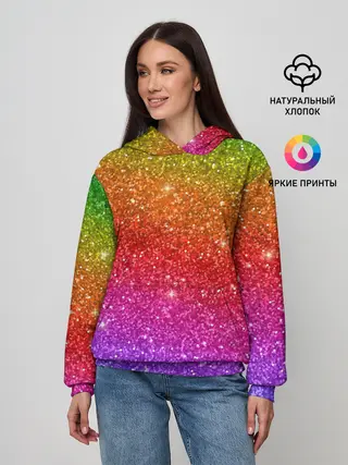 Женское худи / Блестки радуги