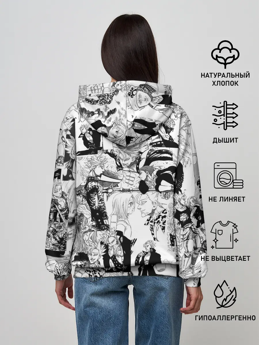 Женское худи / 7 СМЕРТНЫХ ГРЕХОВ. Манга-паттерн