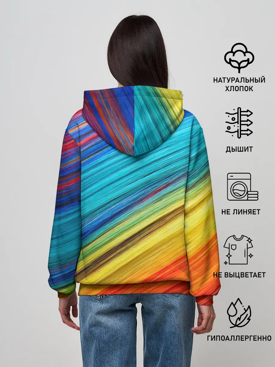 Женское худи / цветной мех диагональ