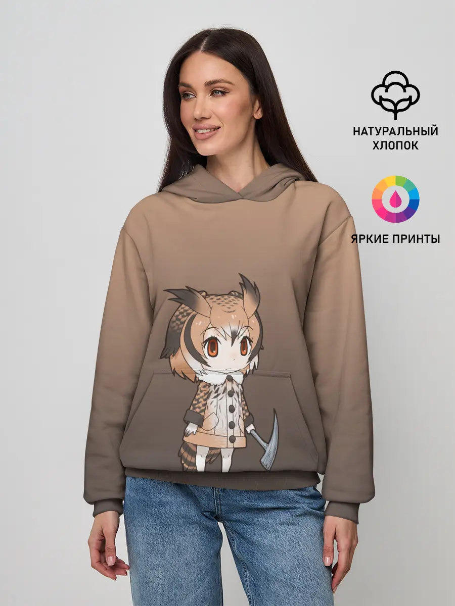 Женское худи / девочка сова с топром