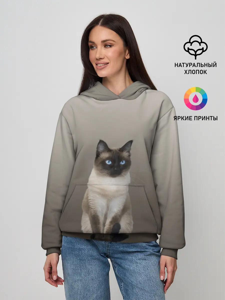 Женское худи / Сиамский кот голубые глаза