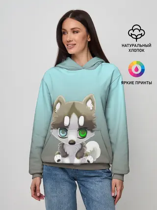 Женское худи / Малыш хаски