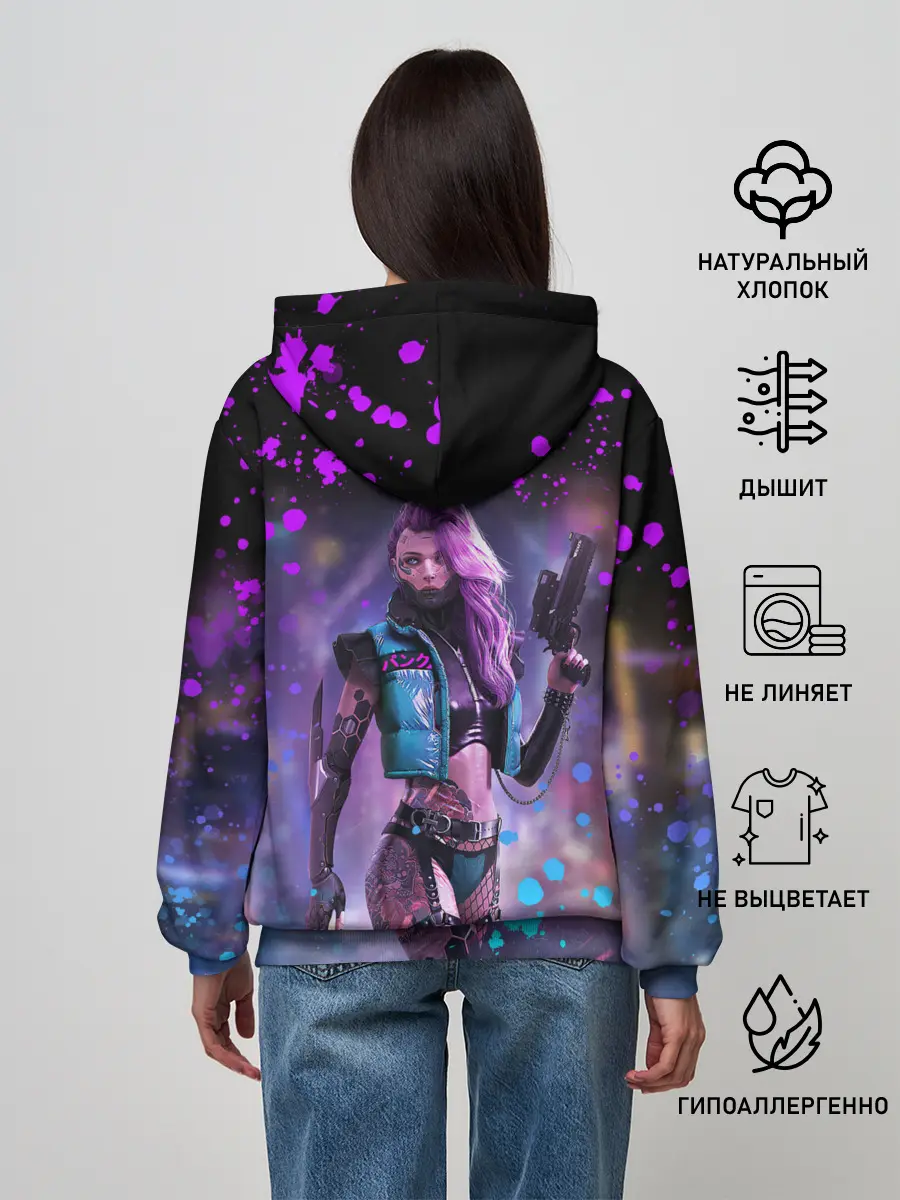 Женское худи / CYBERPUNK 2077 NEON | КИБЕРПАНК НЕОН