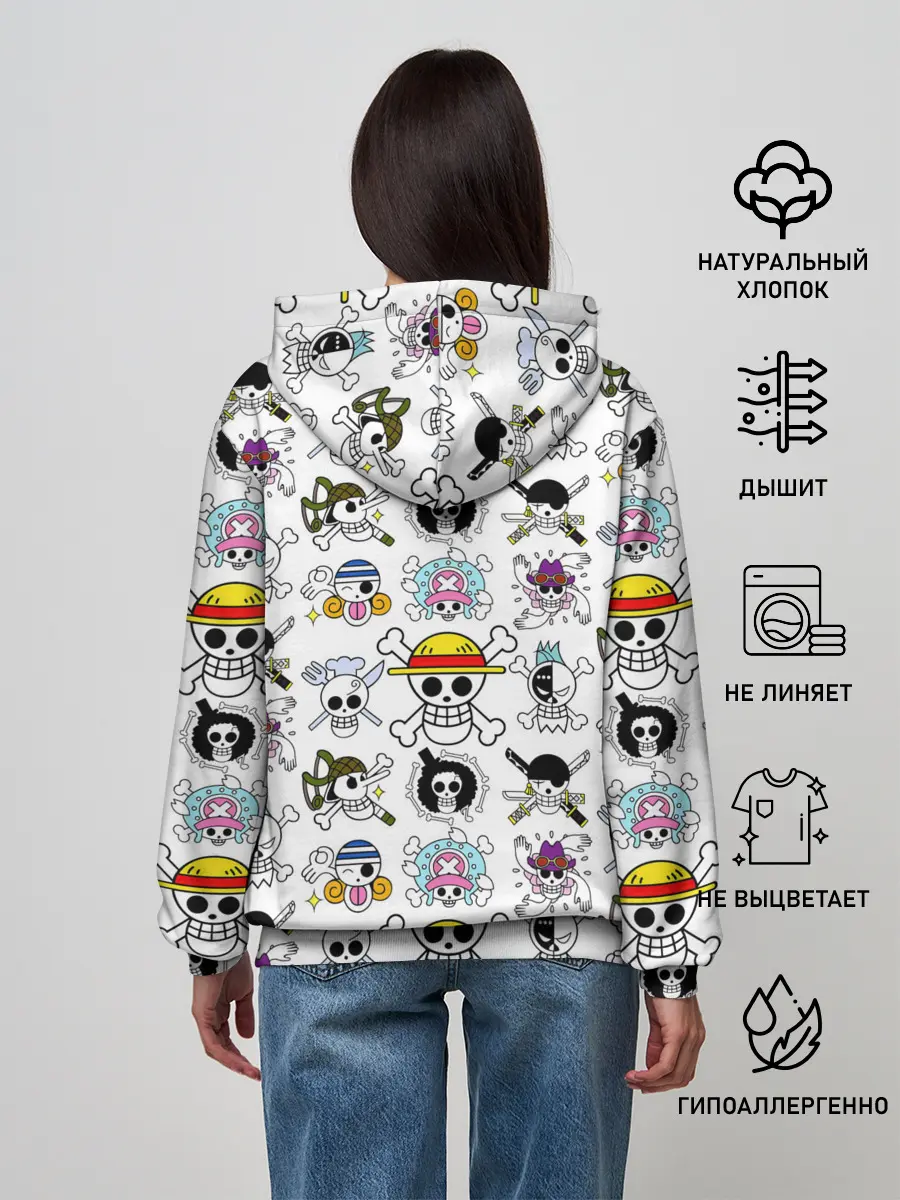 Женское худи / Веселые Роджеры пиратов Соломенной Шляпы