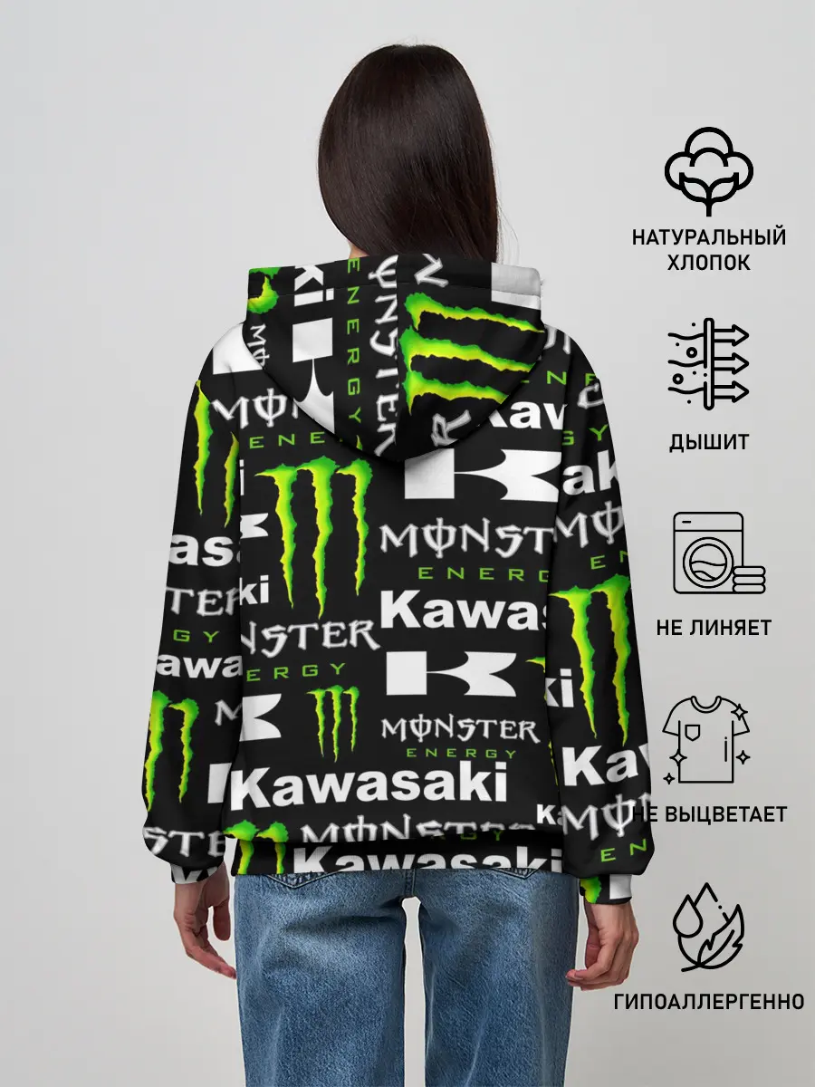 Женское худи / KAWASAKI X MONSTER ENERGY