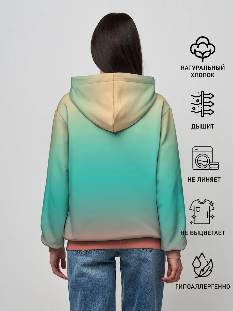 Женское худи / Красно-бирюзовый градиент