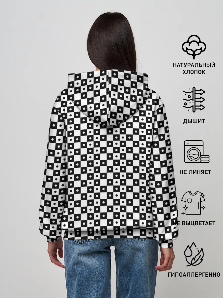 Женское худи / ШАХМАТНАЯ КЛЕТКА В ГОРОШЕК