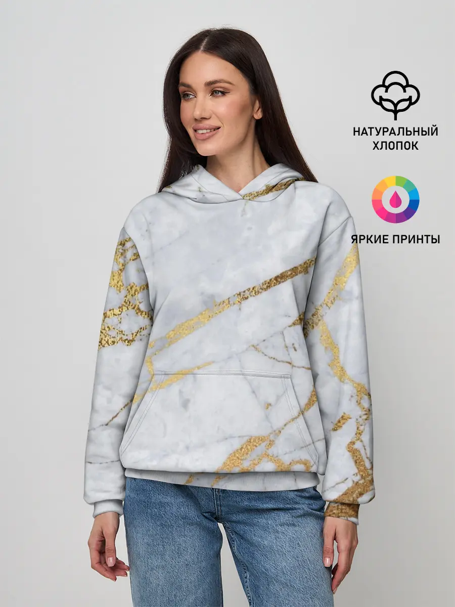 Женское худи / Золото на белом
