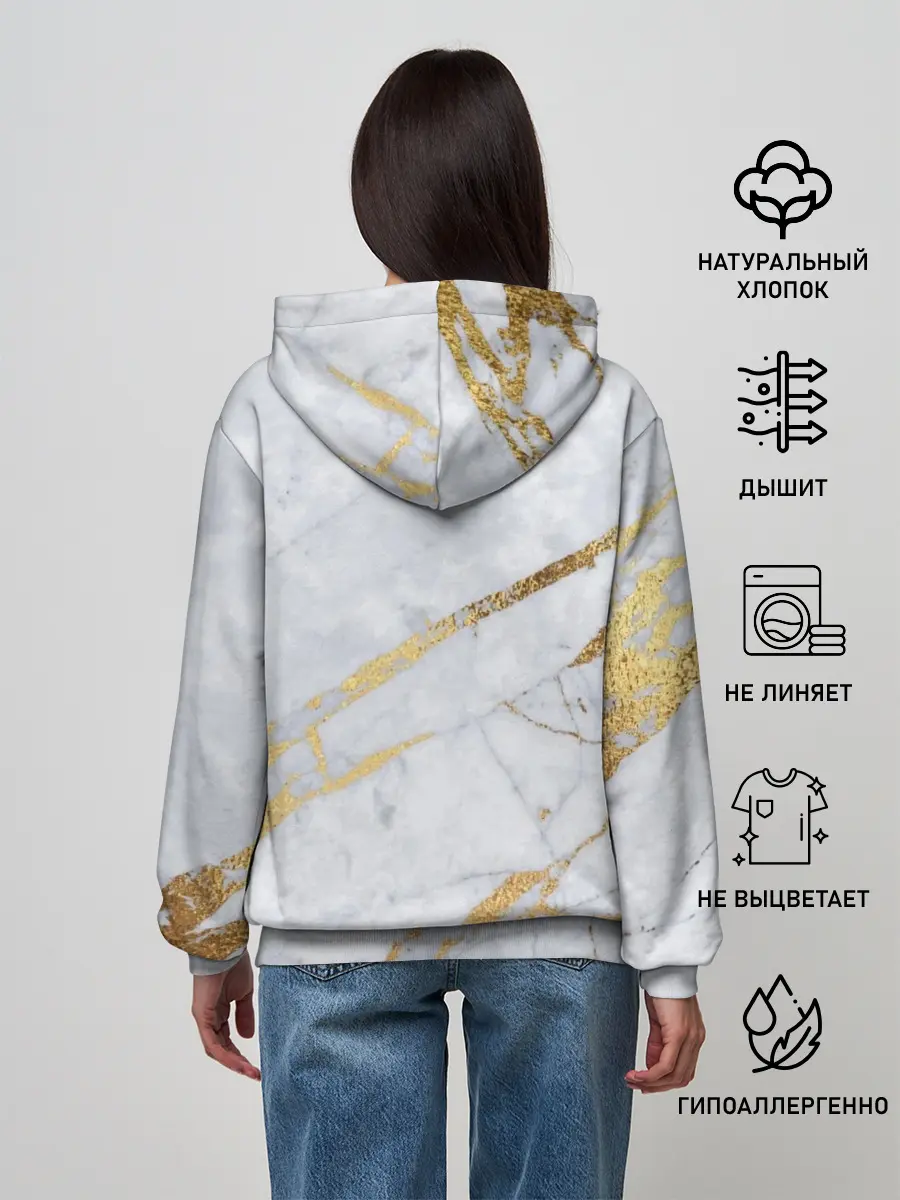 Женское худи / Золото на белом