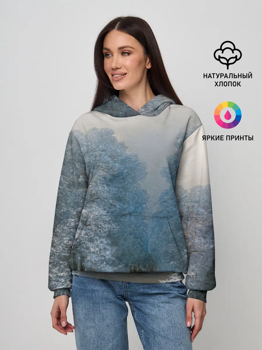 Женское худи / Зимний пейзаж картина маслом