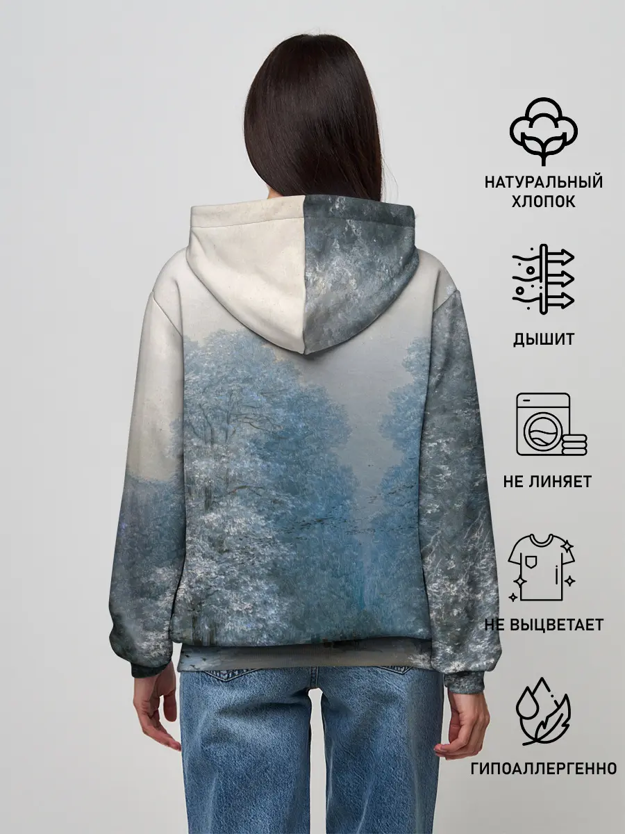 Женское худи / Зимний пейзаж картина маслом