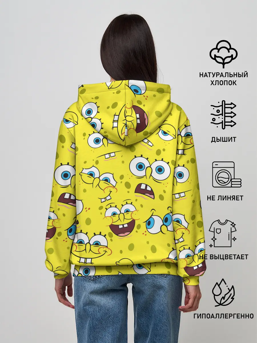 Женское худи / Губка Боб / SpongeBob pattern