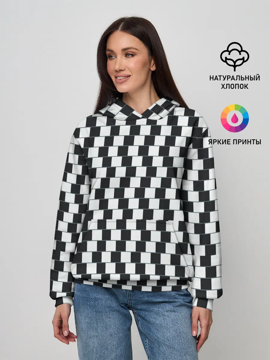 Женское худи / Шахматная Иллюзия Искажения