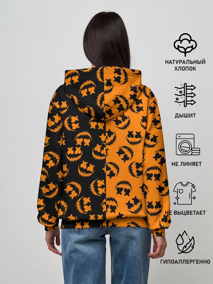 Женское худи / УЛЫБКА ТЫКВЫ / ХЕЛЛОУИН