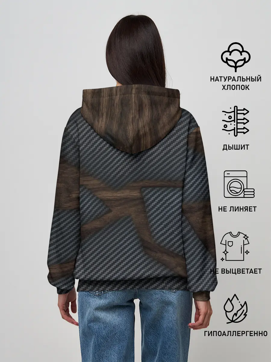 Женское худи / карбон в дереве