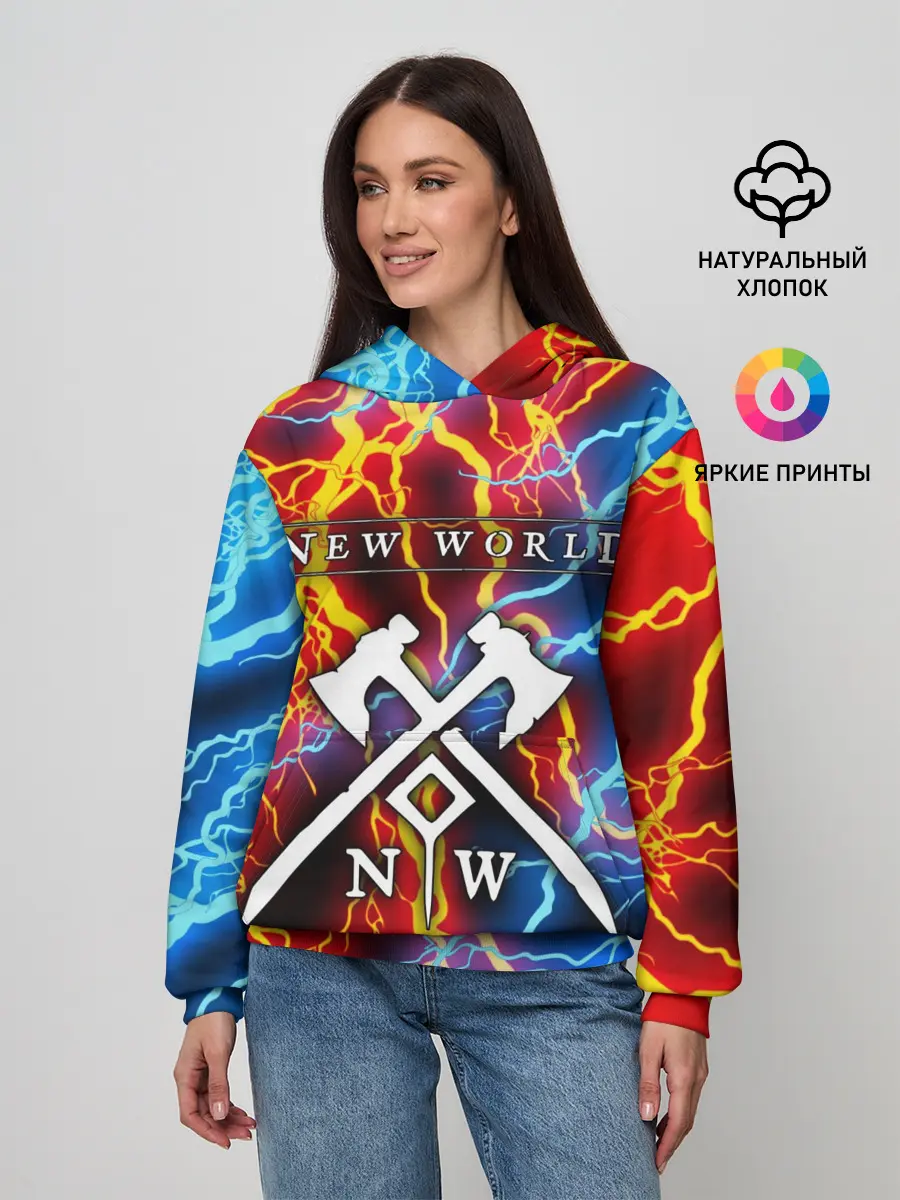 Женское худи / NEW WORLD / НЬЮ ВОРЛД / МОЛНИИ