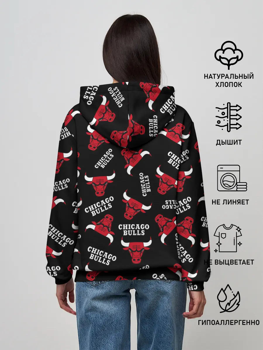 Женское худи / CHICAGO BULLS БЫКИ УЗОР