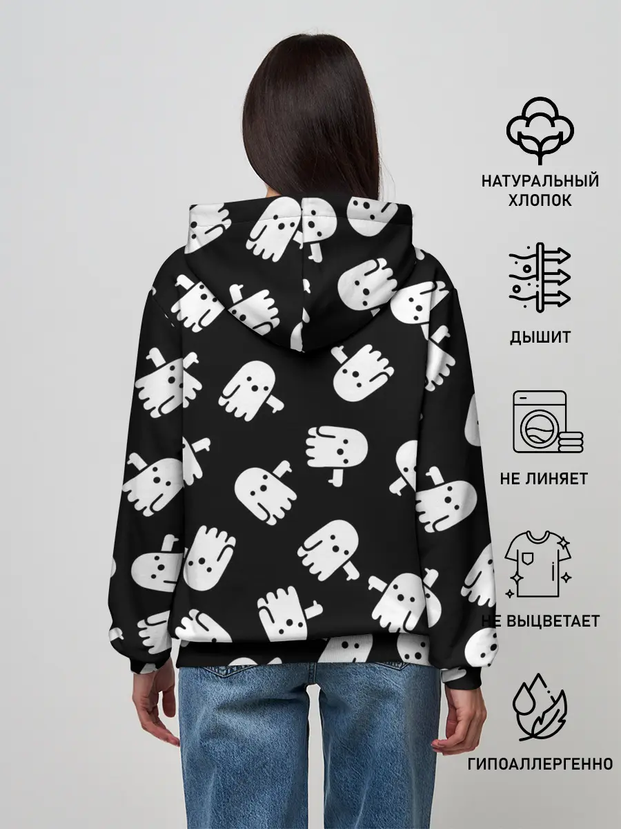 Женское худи / ПРИВИДЕНИЯ УЗОР / HALLOWEEN
