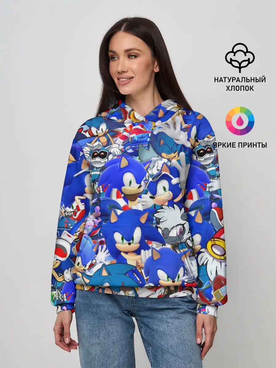 Женское худи / SONIC СИНИЙ ЁЖ СОНИК