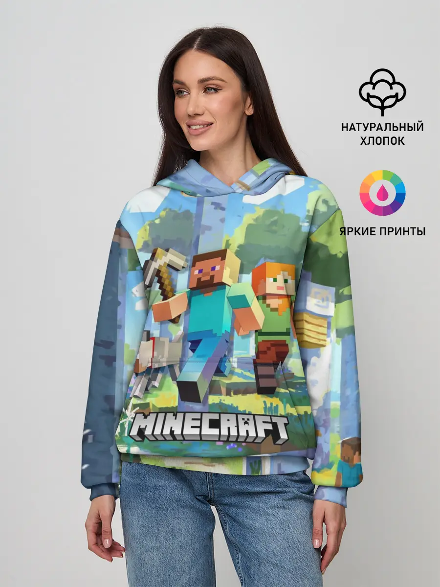 Женское худи / Манйкрафт, березовый лес