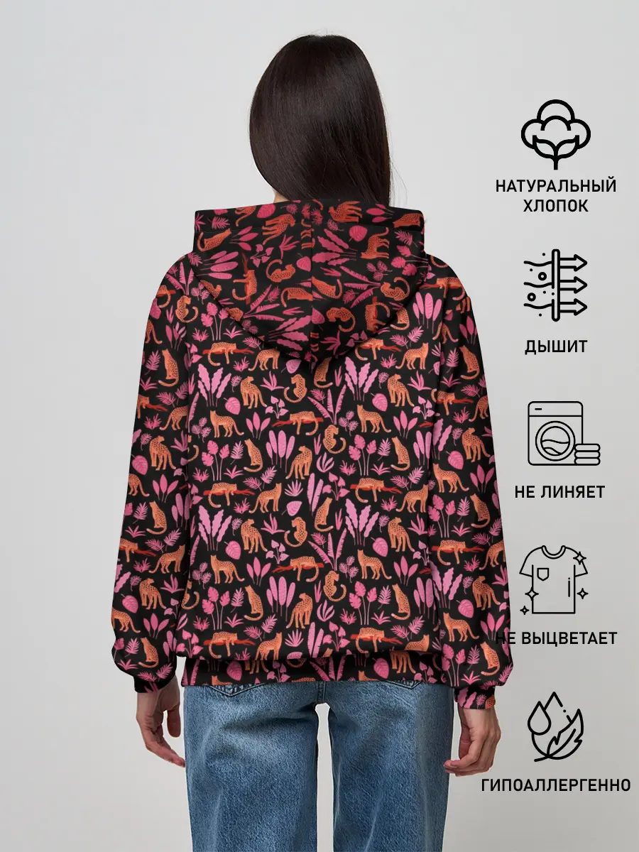 Женское худи / ГЕПАРД В ЛИСТВЕ