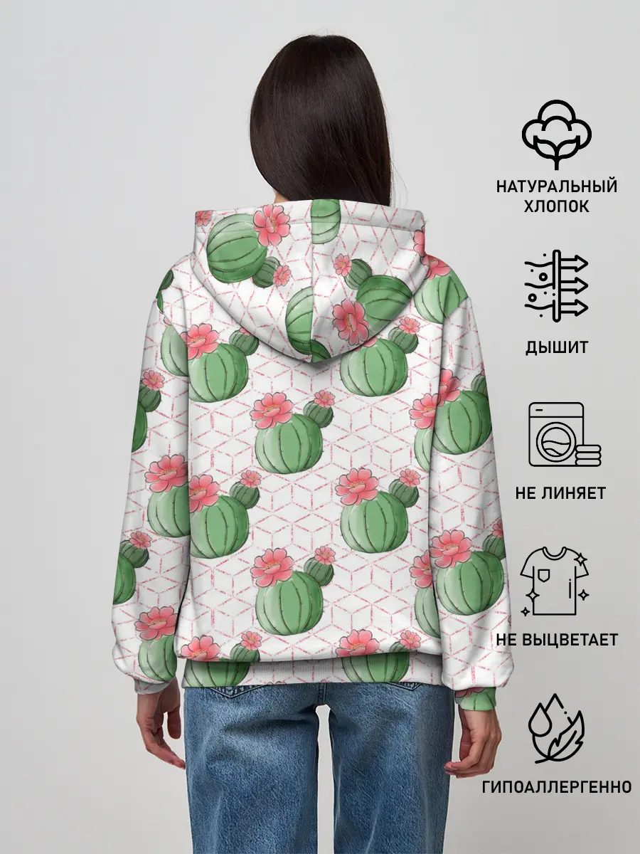 Женское худи / Паттерн из кактусов