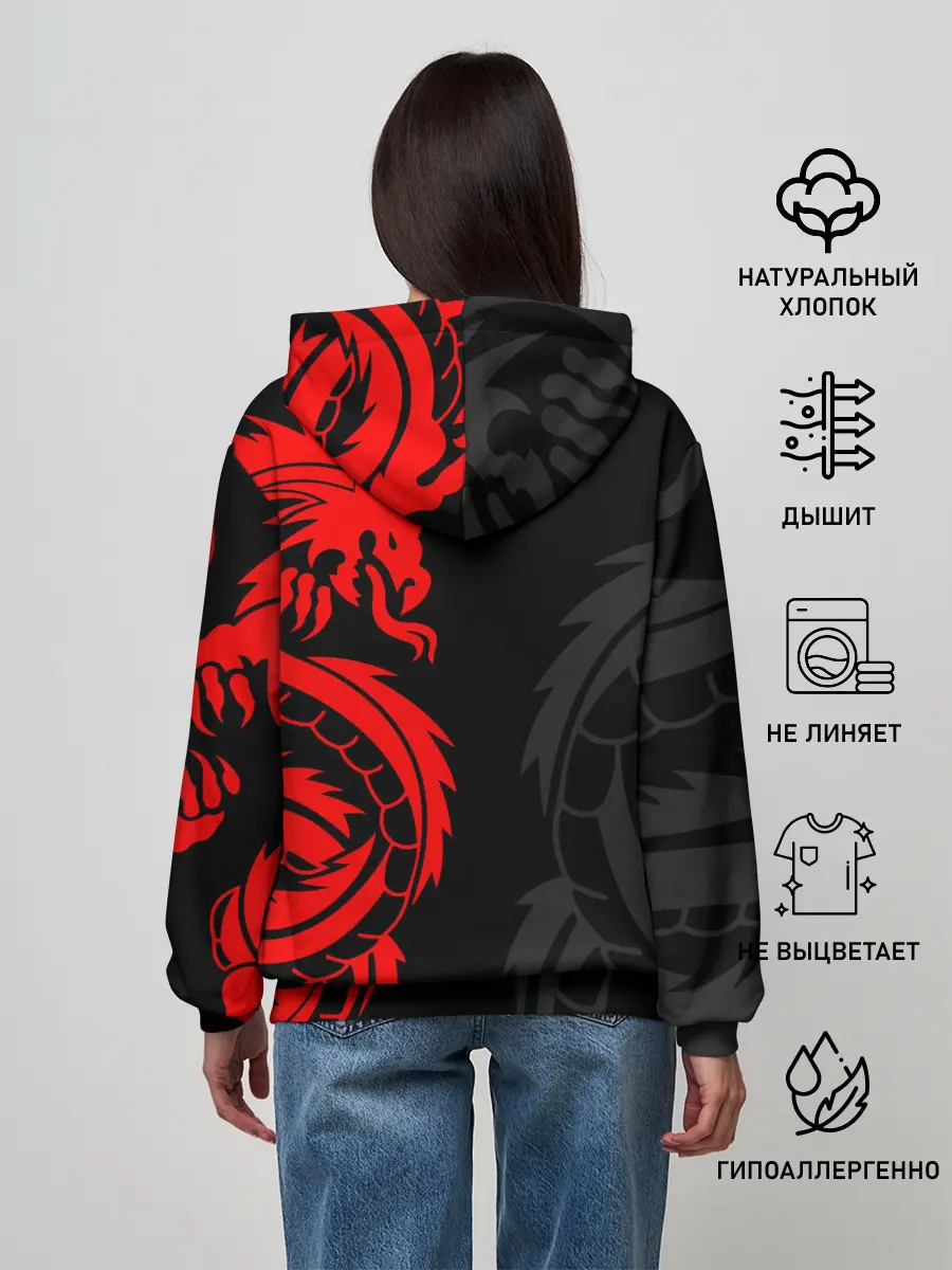 Женское худи / КРАСНЫЙ ДРАКОН ТАТУ / RED DRAGON TATTOO